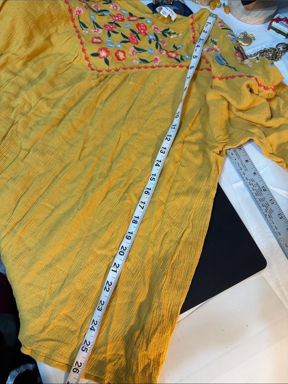 Embroidered Boho Women’s Top - Mustard - Picture 5 of 12